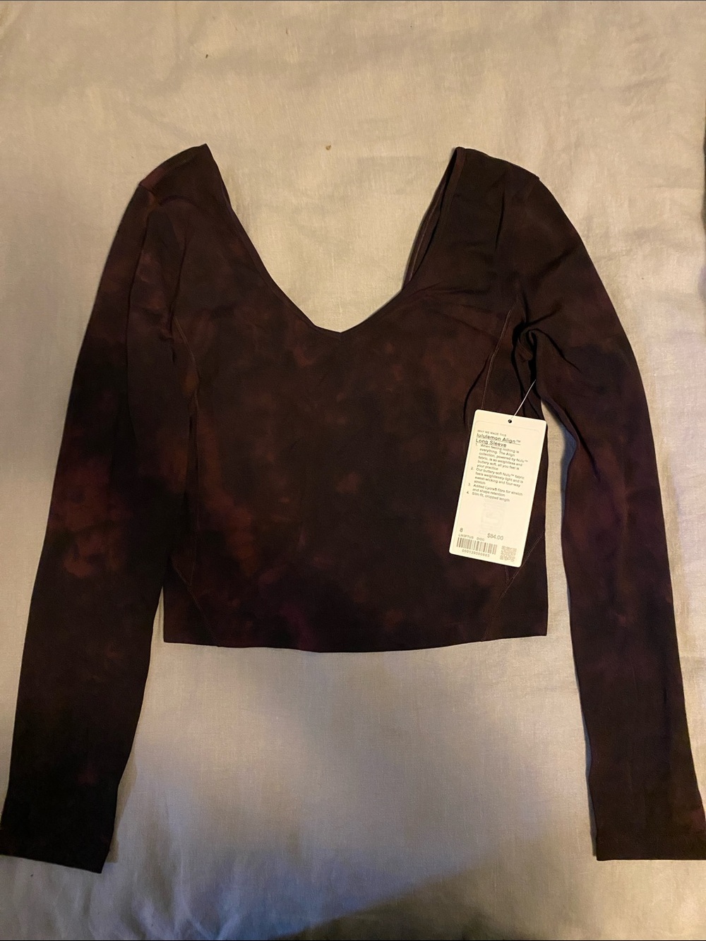 Lululemon Align Women's Long Sleeve V-Neck Crop Top in Dark Plum